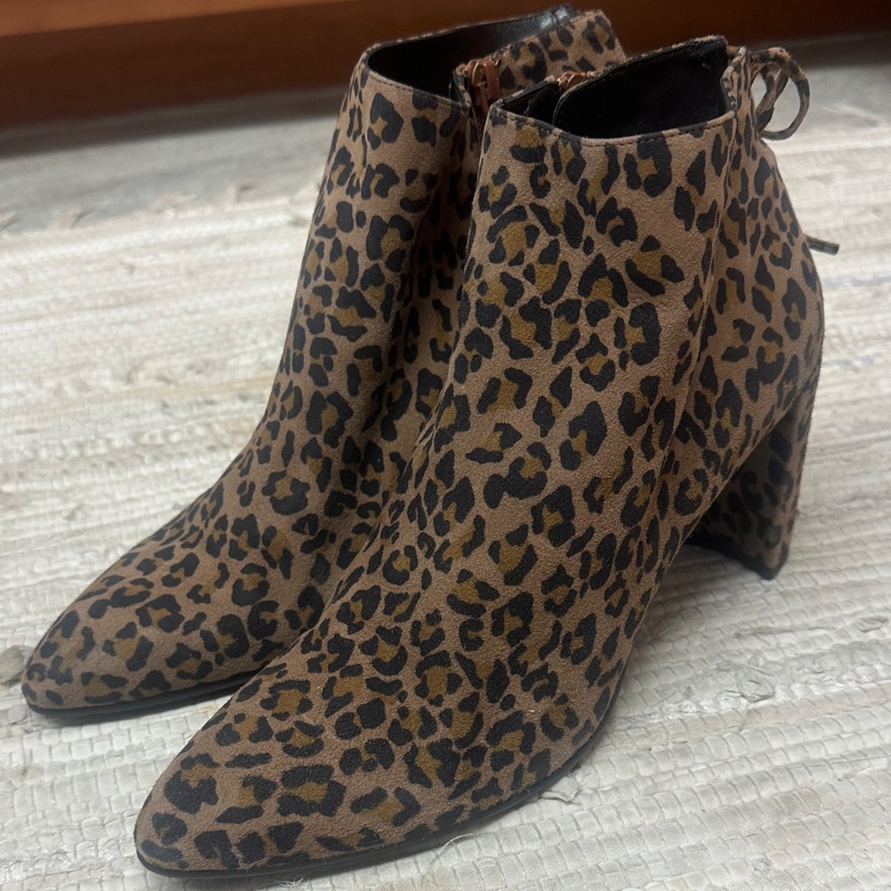 Stuart Weitzman Lofty Cheetah Suede Bootie Camel Cheetah
